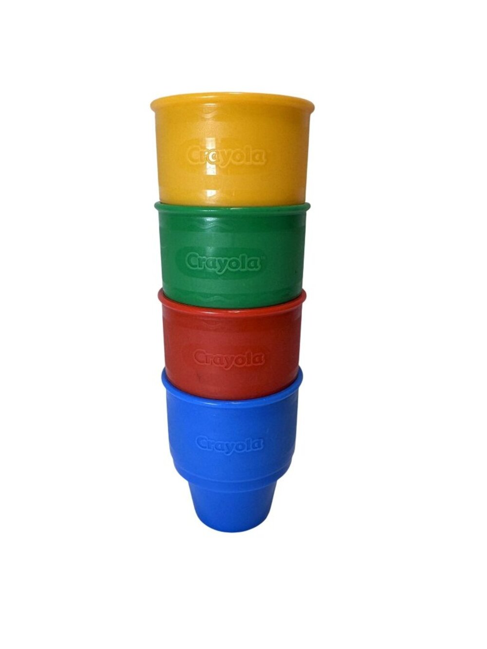 Crayola Stackable Primary Color Plastic Cups Set of 4 Red, Blue, Yellow, Green